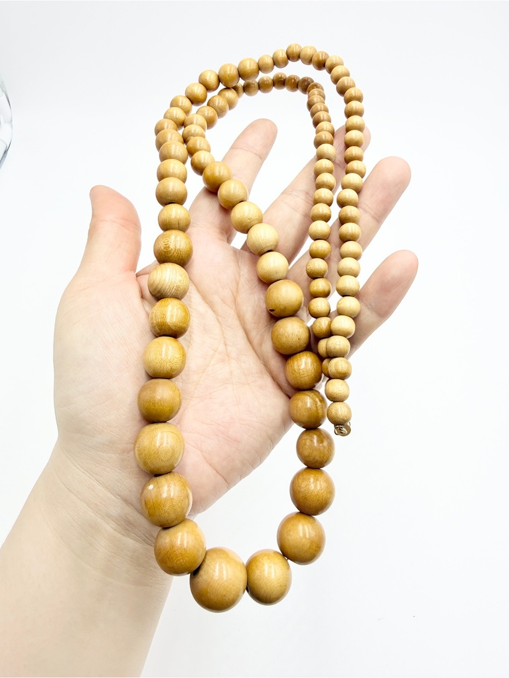 Vintage Long Graduated Wooden Bead Necklace